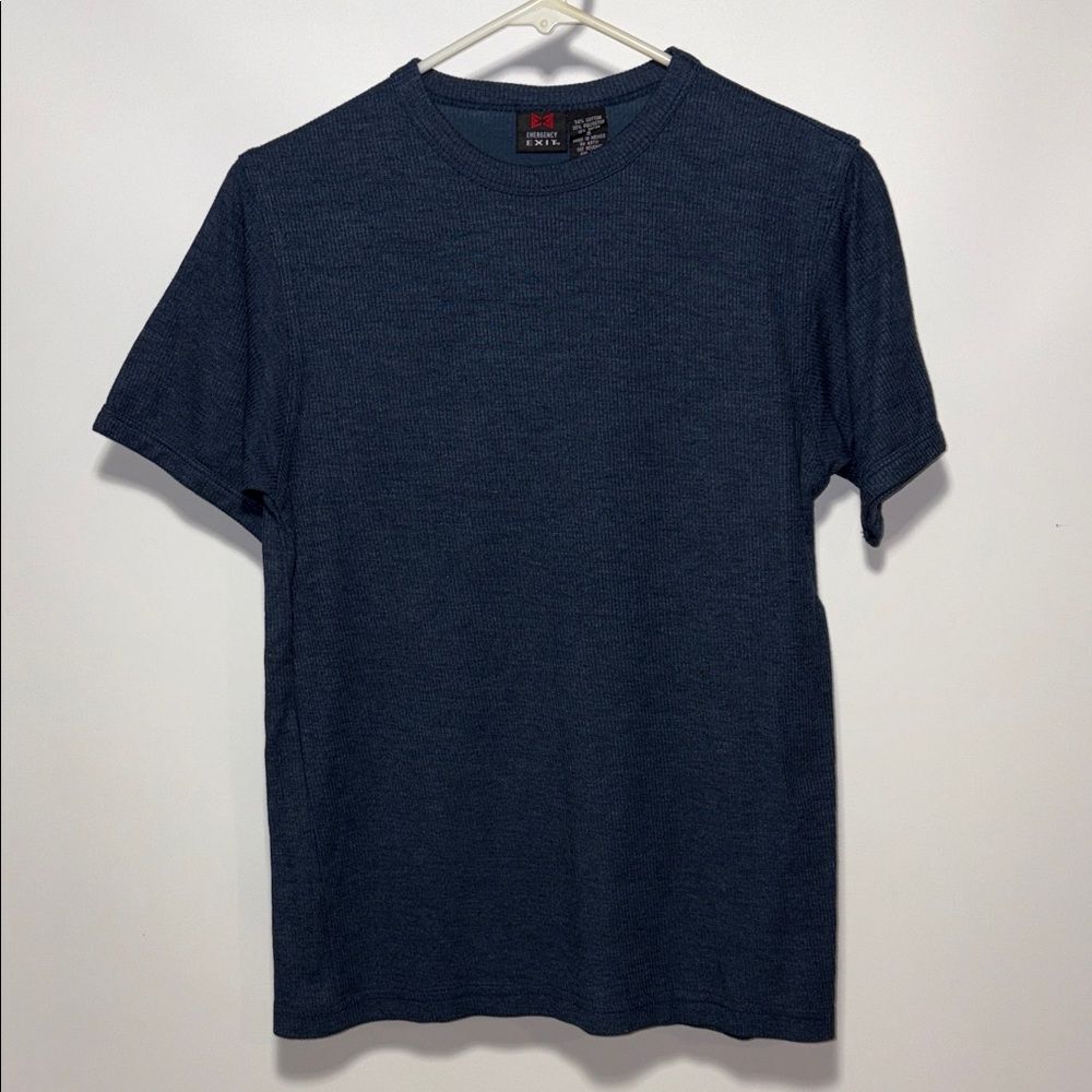 Emergency Exit ribbed Men's Navy Short Sleeve Tee